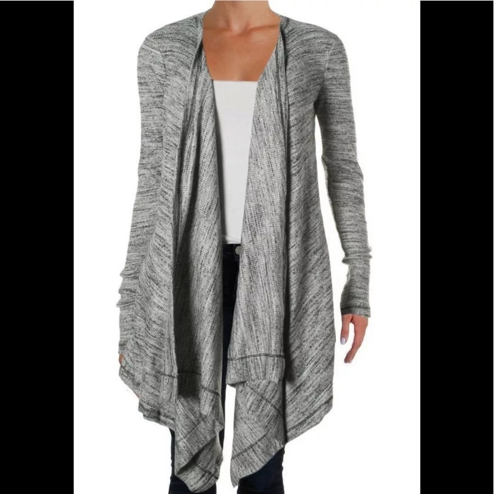 Three Dot Open Cardigan Sweater, Gray XS